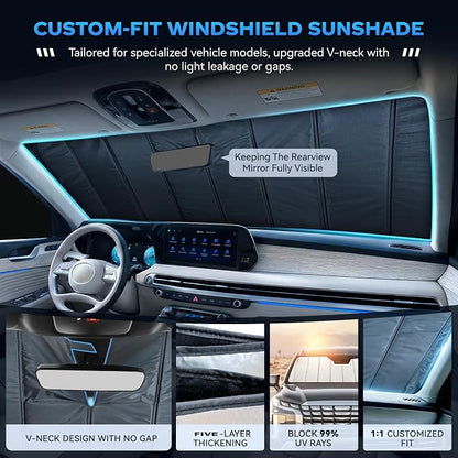 Windshield Sun Shade for Toyota RAV4 2019-2026, Custom Fit Folding Design Car Front Window Sunshade Sun Visor Shield Accessories for Interior Protector, Blocks UV Rays & Heat