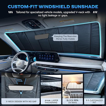 Windshield Sun Shade for Chevy/Che-vrolet Colorado 2023-2026/GMC Canyon 2023-2026, Custom Fit Folding Design Front Window Sunshade Accessories for Interior Protector, Blocks UV