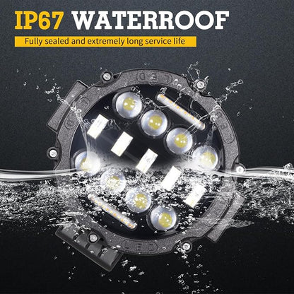 2PCS Round LED Work Light 7 Inch 75W, Spot Flood Spot Combo LED Light Bars Fit for Pickup Truck Jeep ATV UTV SUV