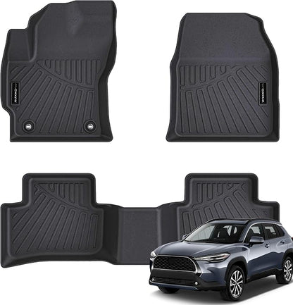 Auxko All Weather Floor Mats Fit for Toyota Corolla Cross AWD Gas 2022 2023 2024 2025 2026 TPE Rubber Liners Set Corolla Cross Accessories All Season Guard Odorless Anti-Slip Floor Mats