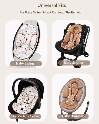 Generic Infant Car Seat Insert Compatible with Mamaroo Swing & Graco Swing and Infant Car Seat, Newborn Insert Baby Head Body Support, Reversible Design, Breathable Fabric, 1Pcs - Brown Wildflower