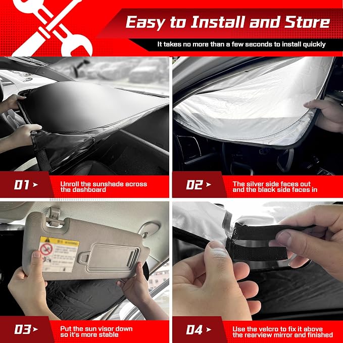 ARISMOTOR Windshield Sun Shade for Toyota 4Runner 4-Runner 2010-2025, Custom Fit Foldable Front Window Sunshade Sun Visor Protector, Block UV Rays Keep Your Car Cooler