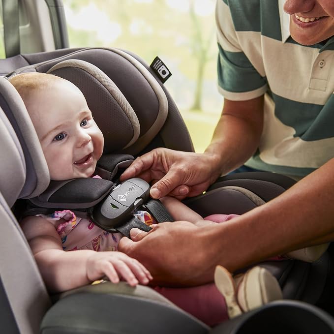 Safety 1st EverSlim 4-in-1 Convertible Car Seat, SecureTech Chest Clip, Ultra-Slim, 4-Mode Infant to Booster, Baby Car Seat, 5-100 lbs, Memory Foam, Fiddlehead