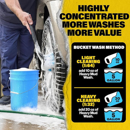 Durabasics Heavy Mud Wash – Highly Concentrated 1:32 Ratio, Thick Foam Car Wash Soap & ATV Cleaner for Trucks, UTV Cleaner, Dirt Bikes & RVs – Works with Foam Cannons & Bucket Washes – 64 fl oz