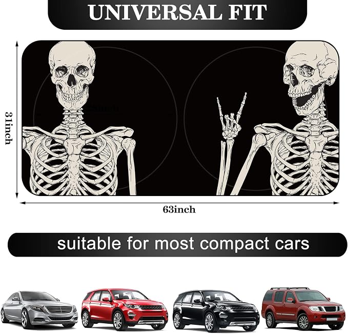 Windshield Sun Shade Foldable Car Front Window Covers for Car Accessories Sun Heat UV Rays Visor Protector Protection for Universal Cars SUV Truck(Skeleton)