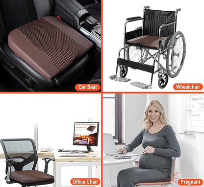 Lofty Aim Car Seat Cushion, Comfort Memory Foam Car Cushions for Driving - Sciatica & Lower Back Pain Relief, Driver Seat Pillow for Auto, Office Chair, Wheelchair - 4D Mesh Brown