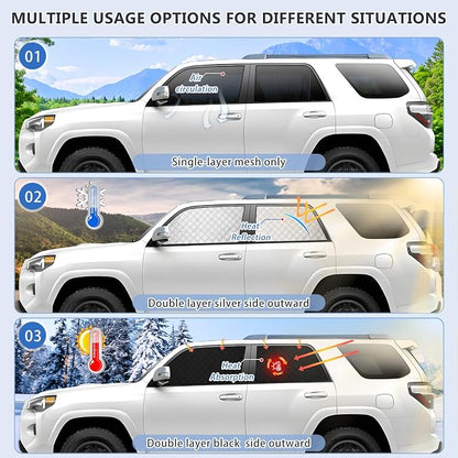 ZATOOTO Side Window Shade Cover for Toyota 4Runner 2017-Now, Double Layer Window Sunshade with Breathable Mesh Screen and Reversible Design Blackout Privacy Shade & UV Protection for Sleeping Camping