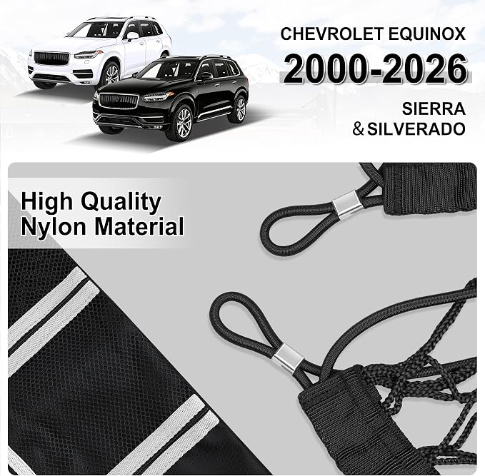 Amiss Truck Bed Cargo Net with Side Organizer, Compatible with Chevy/Chevrolet Equinox 2026 2025 2024-2000 3RS 3LT Activ, Portable Storage for Pickup Cargo and Heavy Duty Hook, Exterior Accessories