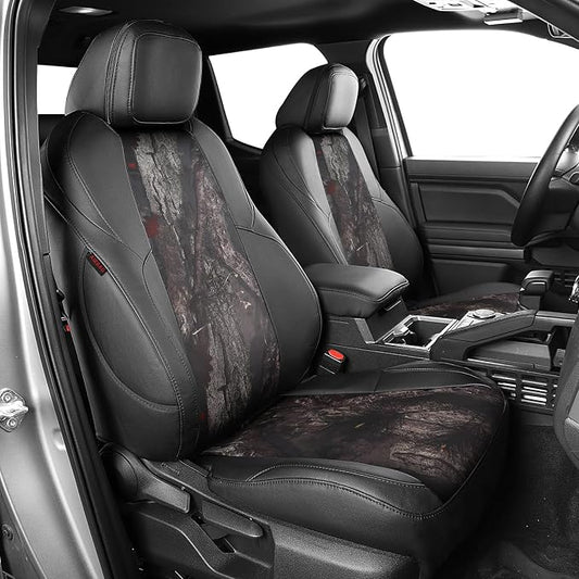 EKR Tacoma Seat Covers Custom Fit for Toyota Tacoma 2016 2017 2018 2019 2020 2021 2022 2023 Double Cab/Crew Cab -Truck Seat Covers for Car Full Set,Faux Leather(Black/Woodland Camo)