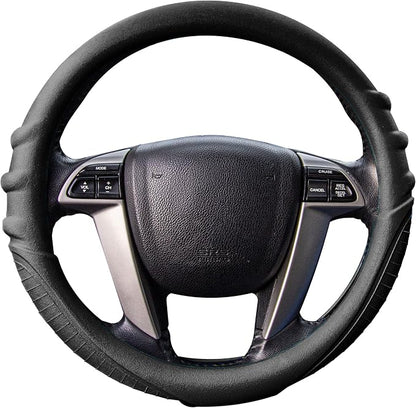 FH Group Universal Fit Silicone with Grip and Pattern Massaging Grip Steering Wheel Cover fits most Cars, SUVs, Trucks, and Vans Black