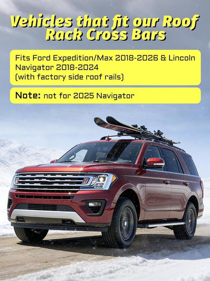 Gdydi 220lbs Lockable Roof Rack Cross Bars fit for Expedition/Max 2018-2026 Navigator 2018-2024 (Side Roof Rails), Black Aluminum Roof Rails Rooftop Cargo Crossbars