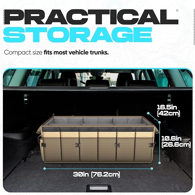 FORTEM Trunk Organizer For SUV Car Trunk Organizer, Foldable Storage, Car Accessories for Women Men, Collapsible Bag, 600D Oxford, Non Slip Bottom, Straps, Soft Cover (85L)