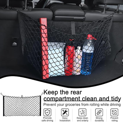 Amiss Cargo Net Stretchable, Car Exterior Accessories, Adjustable Elastic Trunk Storage Net with Hook for SUVs, Cars and Trucks (11.8"x 31.5")