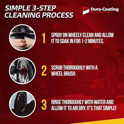 DURA-COATING TECHNOLOGY Wheely Clean - Professional Wheel Cleaner Spray - Ready-to-Use Tire Cleaner and Rim Cleaner - Suitable for Aluminum, Chrome, or Clear-Coated Wheels - Removes Brake Dust - 16 oz