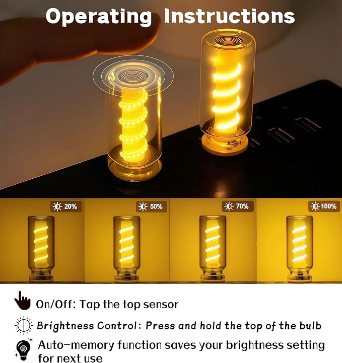 LED Car Interior Light, Touch Control USB Night Lamp, Retro Style Ambient Lighting for Auto, Bedroom, Desk (2PCS Yellow)