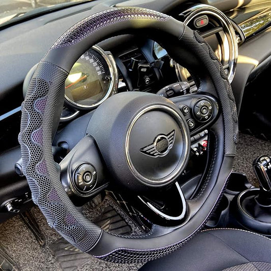 PINCTROT Steering Wheel Cover Great Grip with 3D Honeycomb Anti-Slip Design, Universal 14.5-15 Inch (Purple)