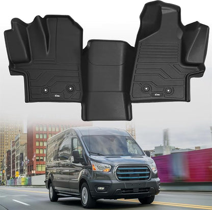 KARPAL Floor Mats for 2022-2026 Ford Transit/E-Transit w/Vinyl Floors (No Transit Connect), Custom Fit TPE All Weather Ford Transit Accessories Front Floor Liner