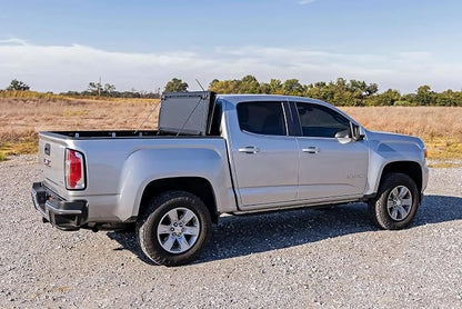 Rough Country Hard Tri-Fold Flip Up Truck Bed Cover for Chevy Colorado & GMC Canyon (2015-2024) - Fits 6' Bed, All-Weather, Flush Aluminum Panels