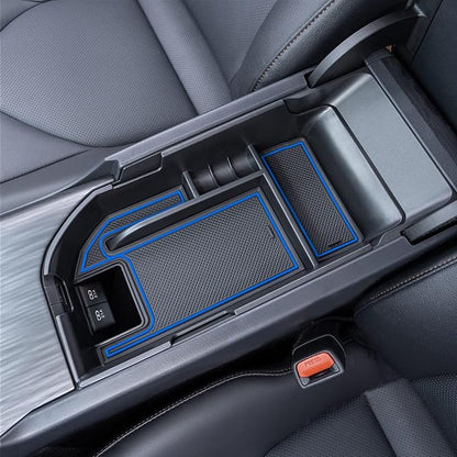 TOPINSTALL Blue Center Console Tray Compatible with 2018-2024 Toyota Camry XLE XSE and 2020-2023 2024 Camry LE SE with Dual USB Ports, Interior Accessories Armrest Console Organizer (Not for 2025)