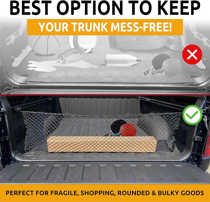 Truck Bed Envelope Style Trunk Mesh Cargo Net for Dodge Ram 1500 2019-2026 - Car Accessories - Premium Truck Bed Organizer - Cargo Net for Pickup - Vehicle Carrier Organizer for Dodge Ram 1500 TRX
