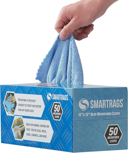 Arkwright Smart Rags Microfiber Cleaning Cloths Bulk, Case of 400, Lint Free 180 GSM Reusable Towels for Auto, Office and Household Cleaning, 12 x 12 in, Blue