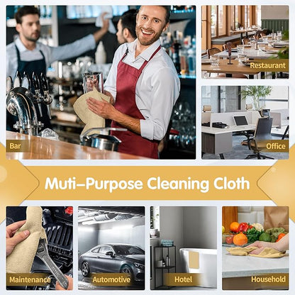 FIXSMITH Beige Microfiber Cleaning Cloth -Pack of 12, Highly Absorbent Cleaning Rags, 16"X12" All Purpose Cleaning Towels for Housekeeping, Kitchen, Car, Lint Free and Reusable Microfiber Towels
