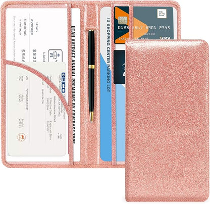 CoBak Car Registration and Insurance Holder - Vehicle Glove Box Car Organizer,Auto Truck Comparment Accessories Case with Magnetic Closure for Essential Document,Driver License,Cards