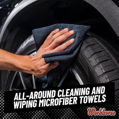 Chemical Guys MIC35306 Workhorse Professional Grade Microfiber Towel, Black (16 in. x 16 in.) (Pack of 6)