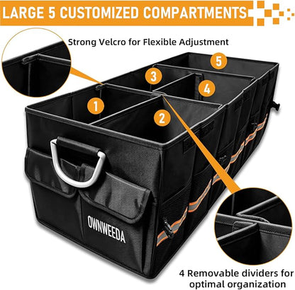 90L Large Car Trunk Organizer with 30L Removable Leakproof Cooler Bag, Collapsible Storage Bin with Lid & Dividers, Heavy Duty Accessories for SUV Sedan, Ideal for Grocery Camping Road Trip