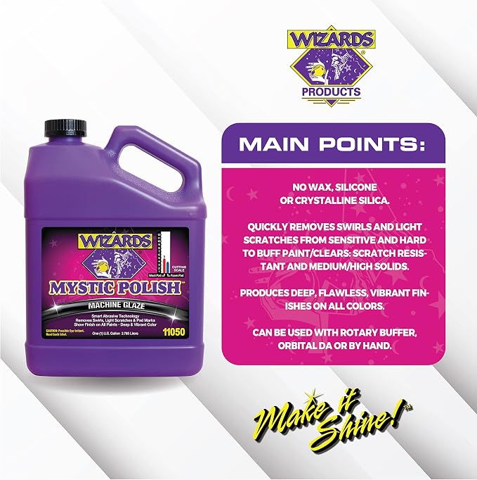 Wizards Mystic Polish Machine Glaze - Cutting Compound and Polish with Smart Abrasive Technology - Professional Car Scratch Remover - Water-Based Polishing Compound for Car Detailing Kit - 1 Gallon