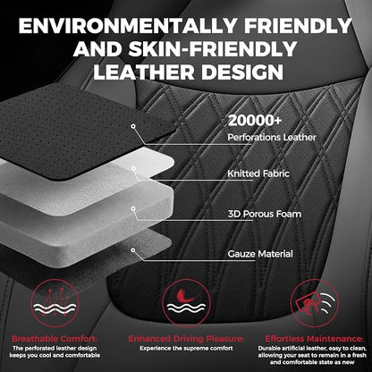 FREESOO Custom Seat Covers for Toyota RAV4 2019 2020 2021 2022 2023 2024 2025 LE XLE Limited XLE Premium Gas, RAV4 Leather Car Seat Covers Interior, RAV 4 SUV Accessories Full Set, BlackGrey