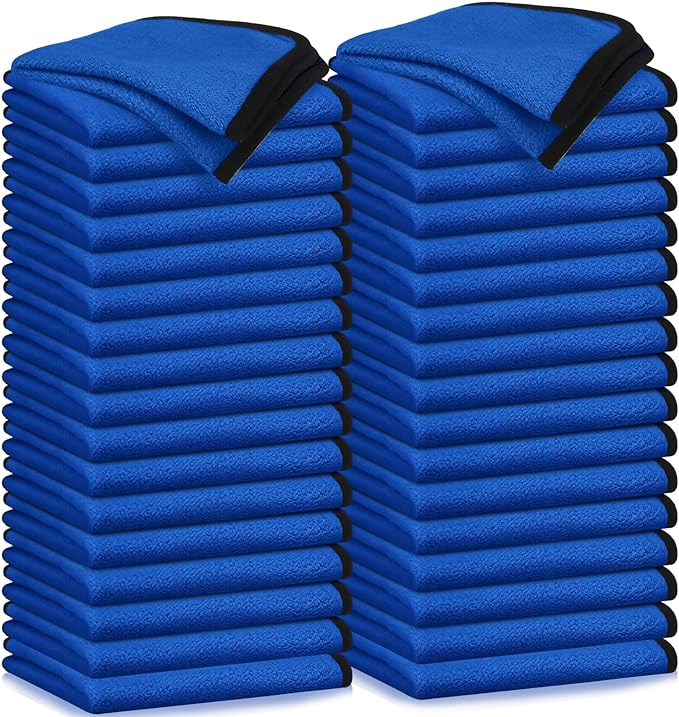 Tallew 50 Pcs Microfiber Towels:16"x16" Microfiber Drying Towels Bulk Micro Fiber Car Cleaning Cloth for Cars Drying Washing Polishing Office Windows Cleaning Household Supplies (Blue)