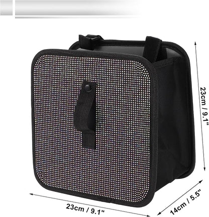 1 Pcs Universal Car Trash Can Hanging 9.1" Length 5.5" Width 9.1" Height Trash Bin Multicolor Fabric Rhinestone