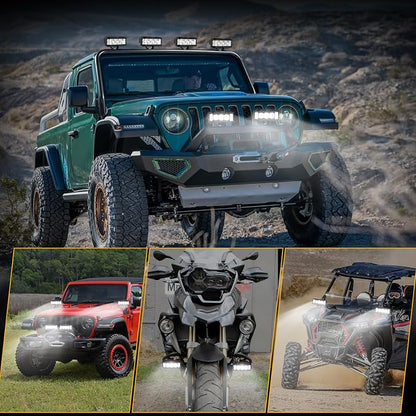Auxbeam 5in 68W Offroad Driving Lights, 6800LM Side Shooter LED Light Bar with White Spot Flood Combo Beam, Waterproof Offroad Fog Light for UTV ATV Jeep Wrangler Motor Truck Boat