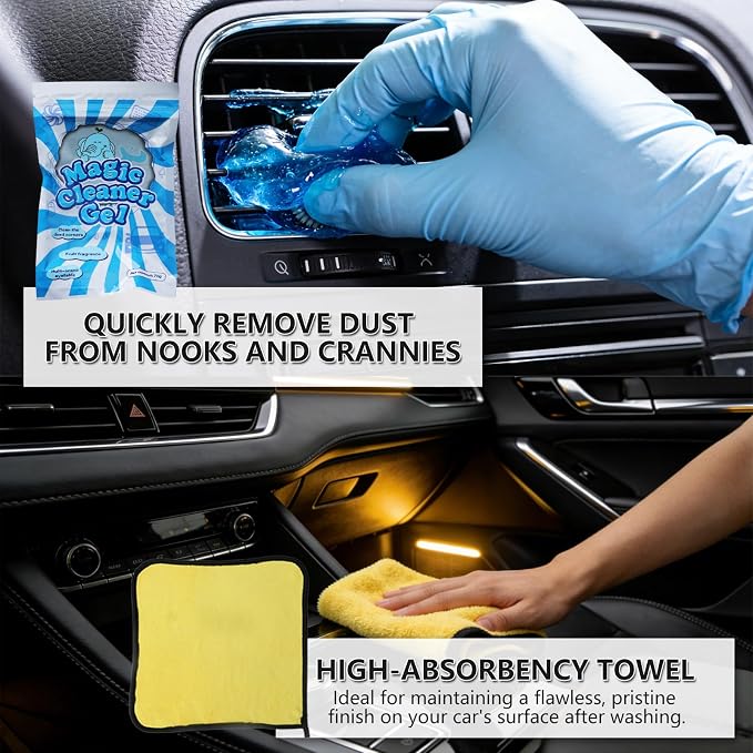 10PCS Car Detailing Brush Kit, Soft Boar Hair Brush, Car Interior Detail Brush, Fiber Brush, Car Dust Removal Brush, Car Cleaning Gel, Car Interior Cleaning Kit for Trucks, Cars, RVs, SUVs