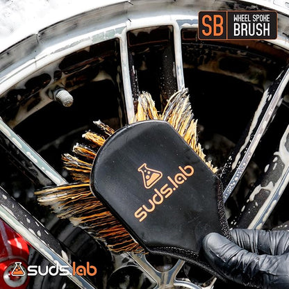 Suds Lab SB Wheel Spoke Tire Brush, Soft Bristle Wheel Cleaner Brush for Car, Truck, Motorcycle, Bike Cleaning and Detailing