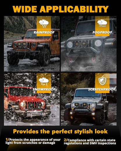 Auxbeam 4 Inch LED Pod Covers, Square Off Road Light Protective Covers, Black Cube Offroad Plastic Light Cover for Trucks Jeep