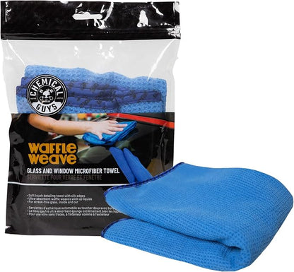 Chemical Guys Waffle Weave Glass and Microfiber Towel Blue 24"x 16" (Pack of 2)