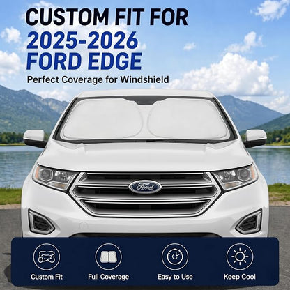 for 2015-2024 2025 Ford Edge Windshield Sun Shade - Foldable Windshield Sunshade Cover Front Window Shade Custom Fit for Edge Accessories Sun Visor Protector Blocks UV Rays