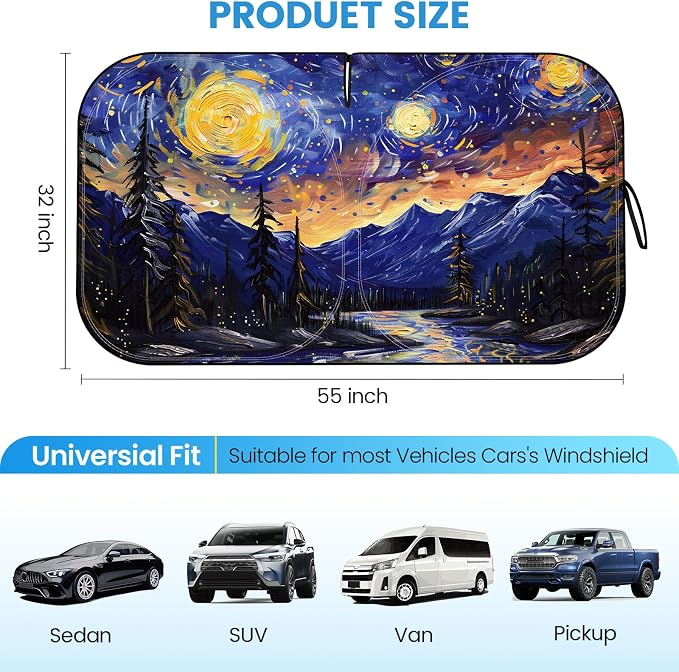 Foldable Windshield Sun Shade for Car – 240T Reflective UV and Heat Shield with Storage Bag | Keeps Interior Cool