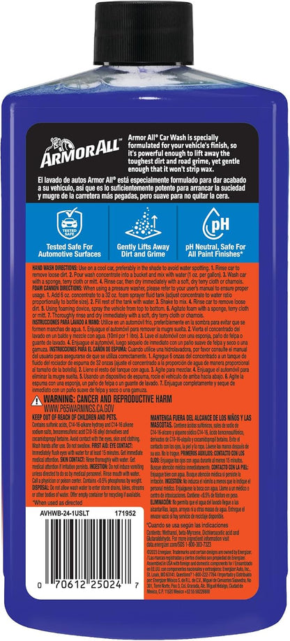 Armor All Car Wash Soap, Powerful Car Cleaner Foam Soap That Lifts Away Dirt, and Preserves Wax, 24 Fl Oz