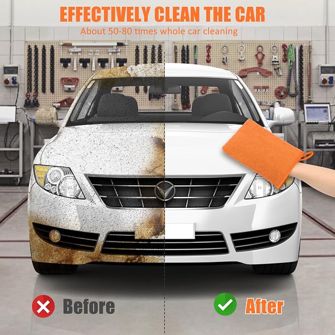 Windspeed 2Pack Clay Mitt, Microfiber Clay Bar Towel for Car Detailing, Medium Grade Bar Glove Auto Detailing (Orange)