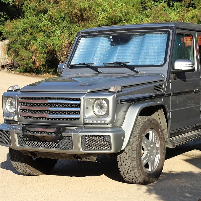 Windshield Sun Shade Compatible with Mercedes Benz G Class W463 2004-2018 Foldable Front Windshield Sunshade Protector, Block UV Rays Keep Your Car Cooler