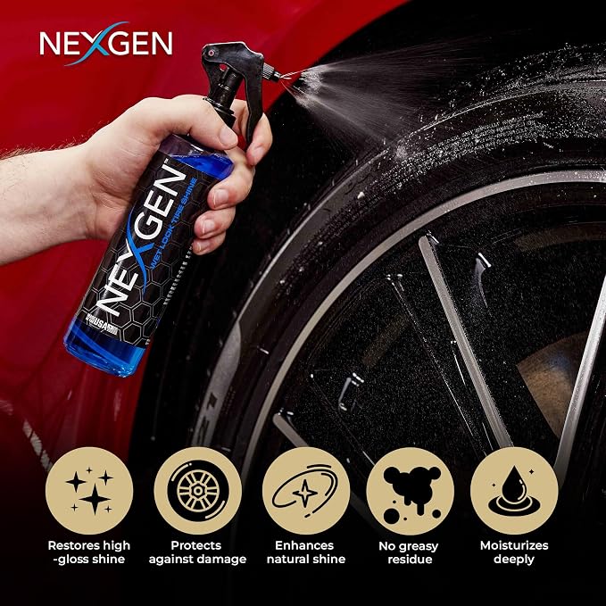 Nexgen Wet Look Tire Shine (Gallon) - High-Gloss Finish & UV Protection - Keeps Tires & Trim Fresh - On-the-Go Car Detailing - Car Cleaning Supplies - for Tires, Plastic, Rubber, & Vinyl