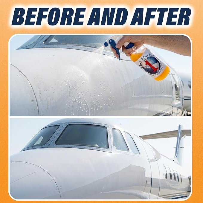Plane Perfect 1 Aviation Grade SiO2 Ceramic Coating - High Gloss Quick Detailer Spray - Waterless Spray-On, Hydrophobic & Scratch Resistant Protection for Planes, Cars, Boats, RVs | 16oz