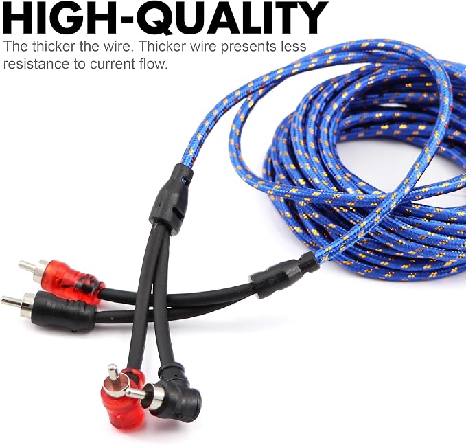 4 Gauge OFC Car Amplifier Wiring Kit 3000W - Fits Most Standard Amp Terminals | Complete with All Cables for Power, Ground, RCA & Speakers | Ideal for Car Stereo & Sub Upgrades