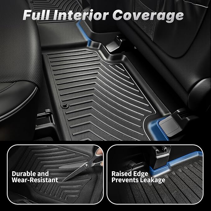 OEDRO Floor Mats Fit for 2019-2026 for Chevy Silverado/GMC Sierra 1500, 2020-2026 2500HD 3500HD, Double Cab with 1st Bench Seats, NO Rear Underseat Storage Box, All Weather TPE Floor Liner Set