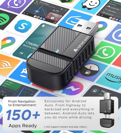 ByteWave Android Auto Wireless Adapter, 8s Fast Mini Wireless Android Auto Adapter with NFC Instant Connect, 5.8GHz WiFi Bluetooth 5.3 Stable Plug & Play USB-A/Type-C Car Dongle for Android 12+