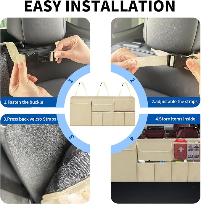Car Trunk Organizer Backseat Hanging Organizer with Storage Pockets for Subaru Crosstrek, Forester, Outback, Ascent 2000-2024 2025 Car Accessories