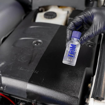 Gyeon Trim Evo Ceramic Restorer Applicator Kit, Black Plastic, Hydrophobic SiO₂ Liquid Coating, Enhances Color Saturation, UV Protection, Durable Satin Finish, Restores Faded Auto Exterior